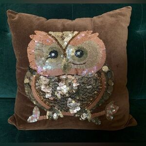 Pier1 Sequin and Velvet Owl Pillow